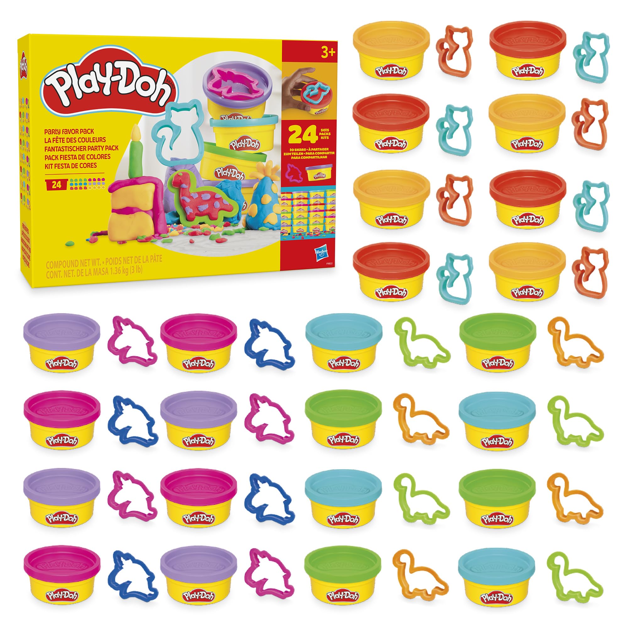 Play-Doh Party Favor Pack, Bulk 24 Pack of Modeling Compound with Cutters, Class