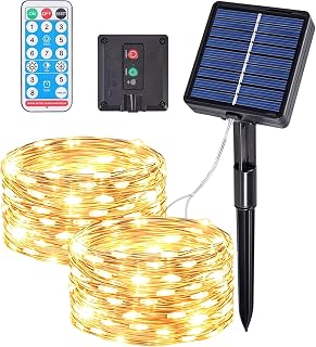 1 Pack Solar Fairy Lights Outdoor Garden, Warm White, 2 * 5M/50LED