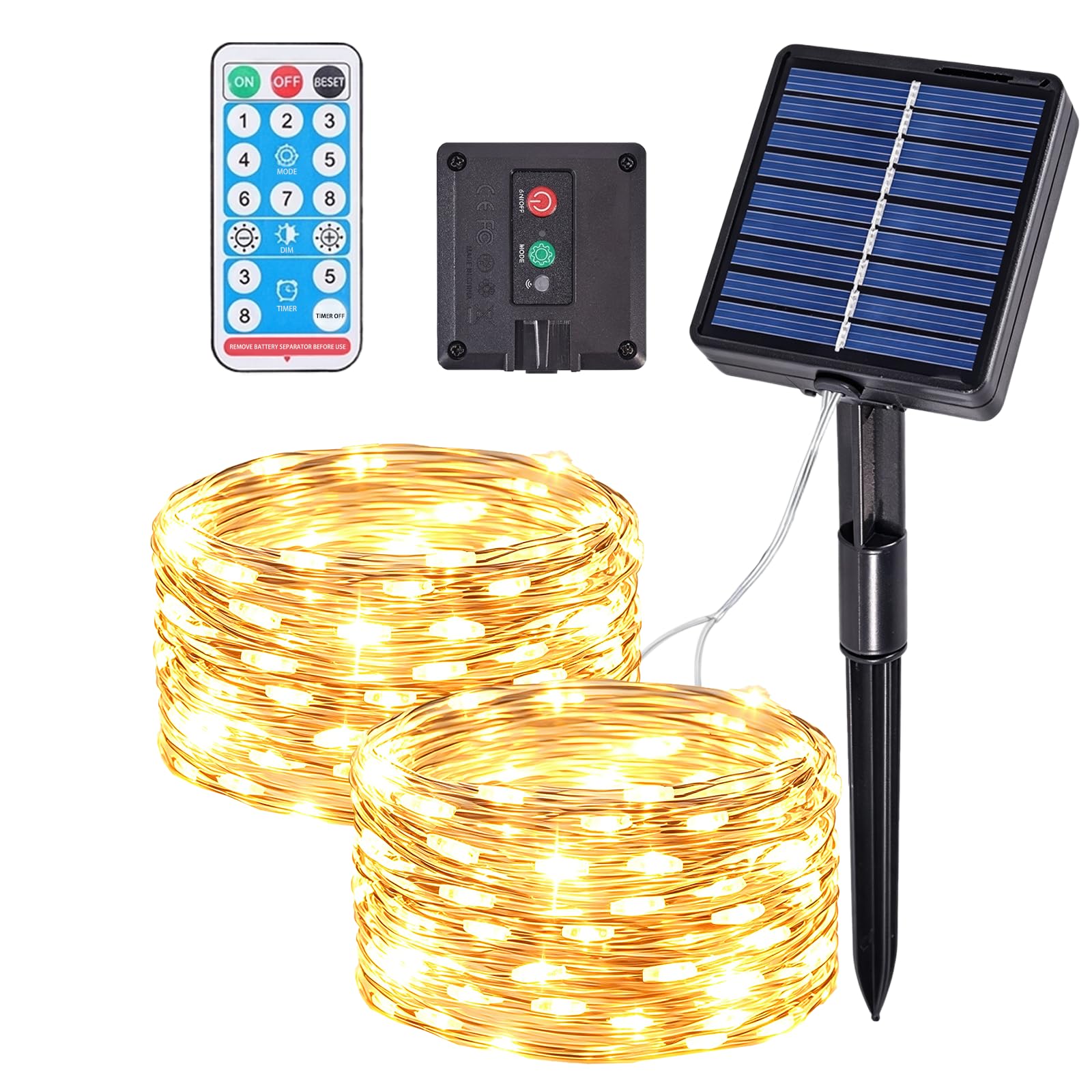 1 Pack Solar Fairy Lights Outdoor Garden, Warm White, 2 * 5M/50LED