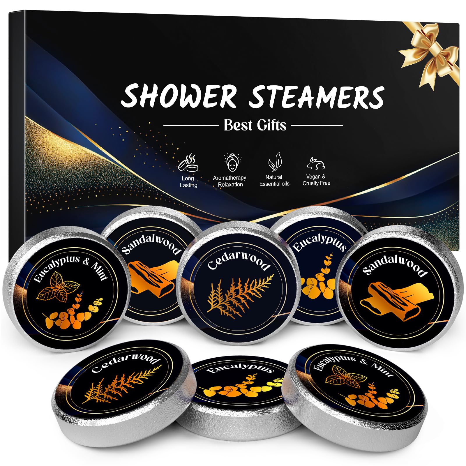 Linkax Shower Steamers Aromatherapy 8 Pcs, Dad Christmas Gift for Him Men | Stoc