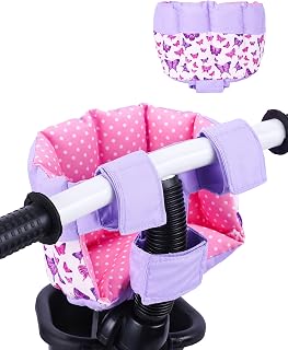 BABESIDE Doll Bike Seat for 12 Inch Dolls, Bicycle and Scooter Doll Carrier | Butterfly Baby Doll Accessories for Outdoor Pretend Play, Soft Washable Handlebar Seat, Gift for Girls Ages 3+