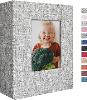 Vienrose Photo Album 4x6 100 Pages Photos Linen Cover Picture Book with Front Window for Baby Wedding Family Children Anniversary