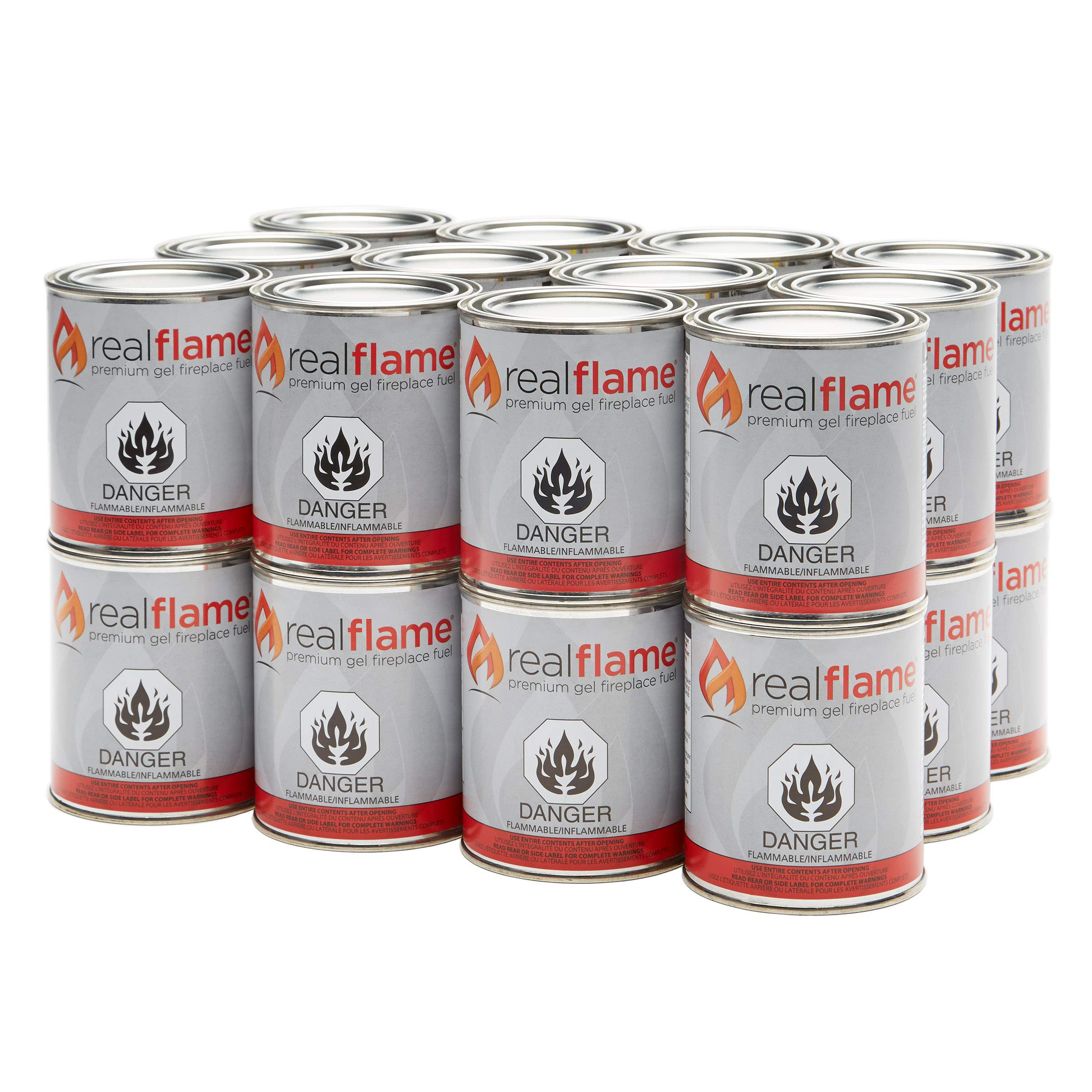 Real Flame Gel Fuel Cans - 24-Pack - Gelled Isopropyl Alcohol for Indoor or Outd