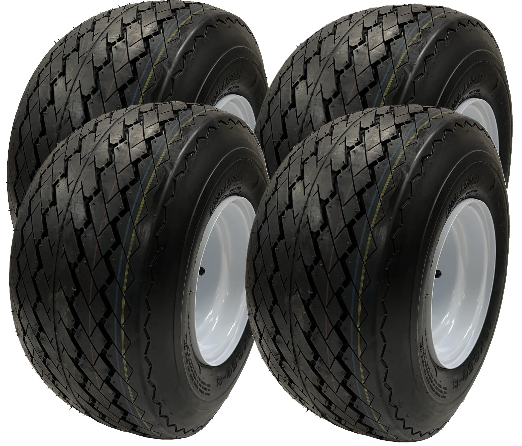 eCustomrim 4-Pack Golf Cart Tire Rim Assembly 8 Inch 18X8.50-8 4 Lug White | Ste