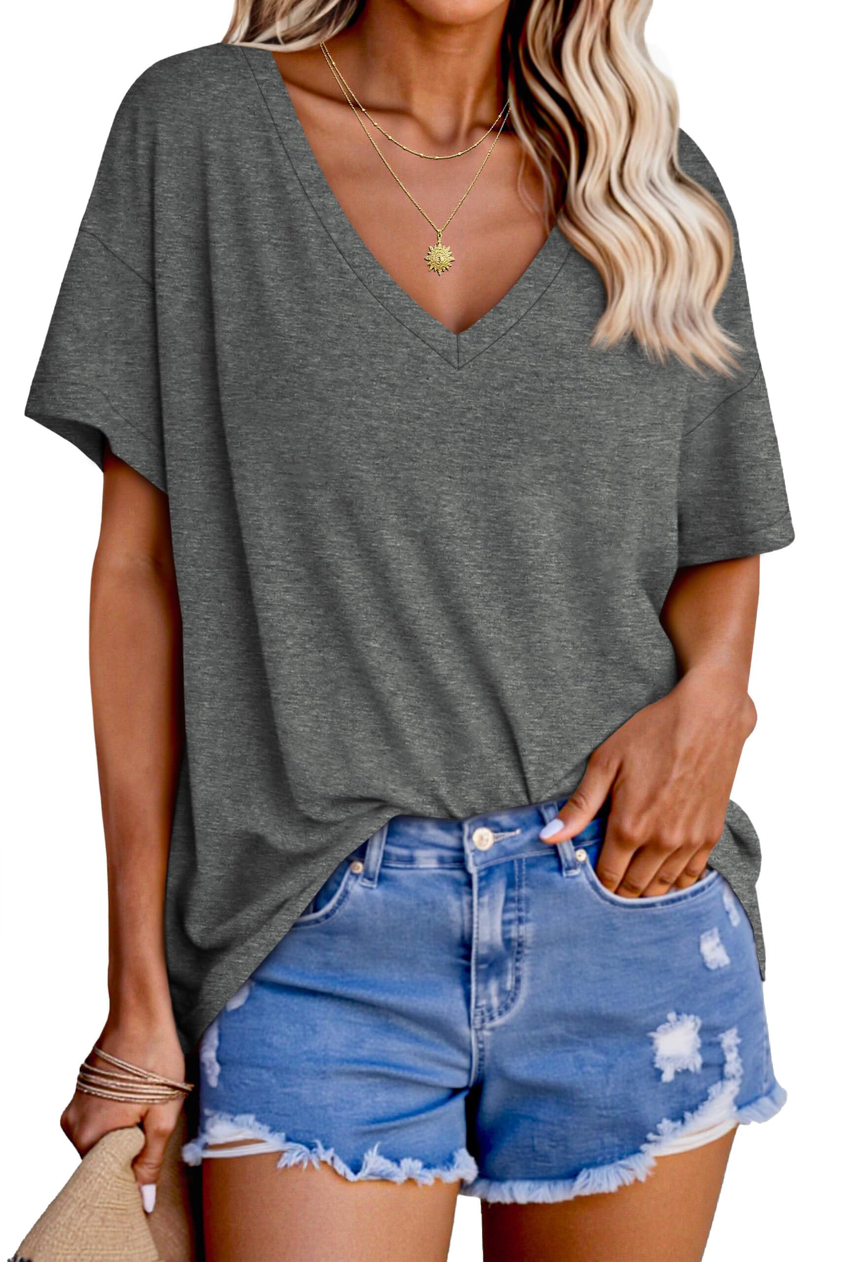 Tankaneo Women's Oversized Short Sleeve Loose Fit T-Shirt