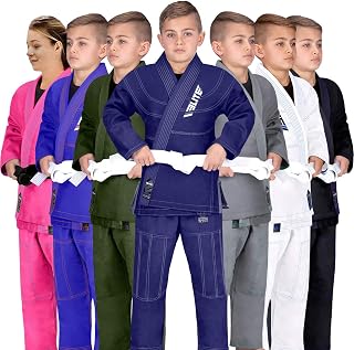 BJJ GI Children, Elite Youth Sports IBJJF Brazilian Jiujitsu Gi Kimono W/Pre-Shrunk Fabric and Free Belt