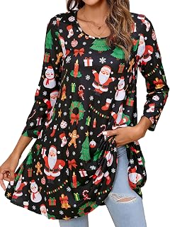 Enmain Blouses Women's T-Shirt Long Sleeve Plus Size Elegant Tunic Long Sleeve 3/4 Round Neck Solid Color Printed Party Casual