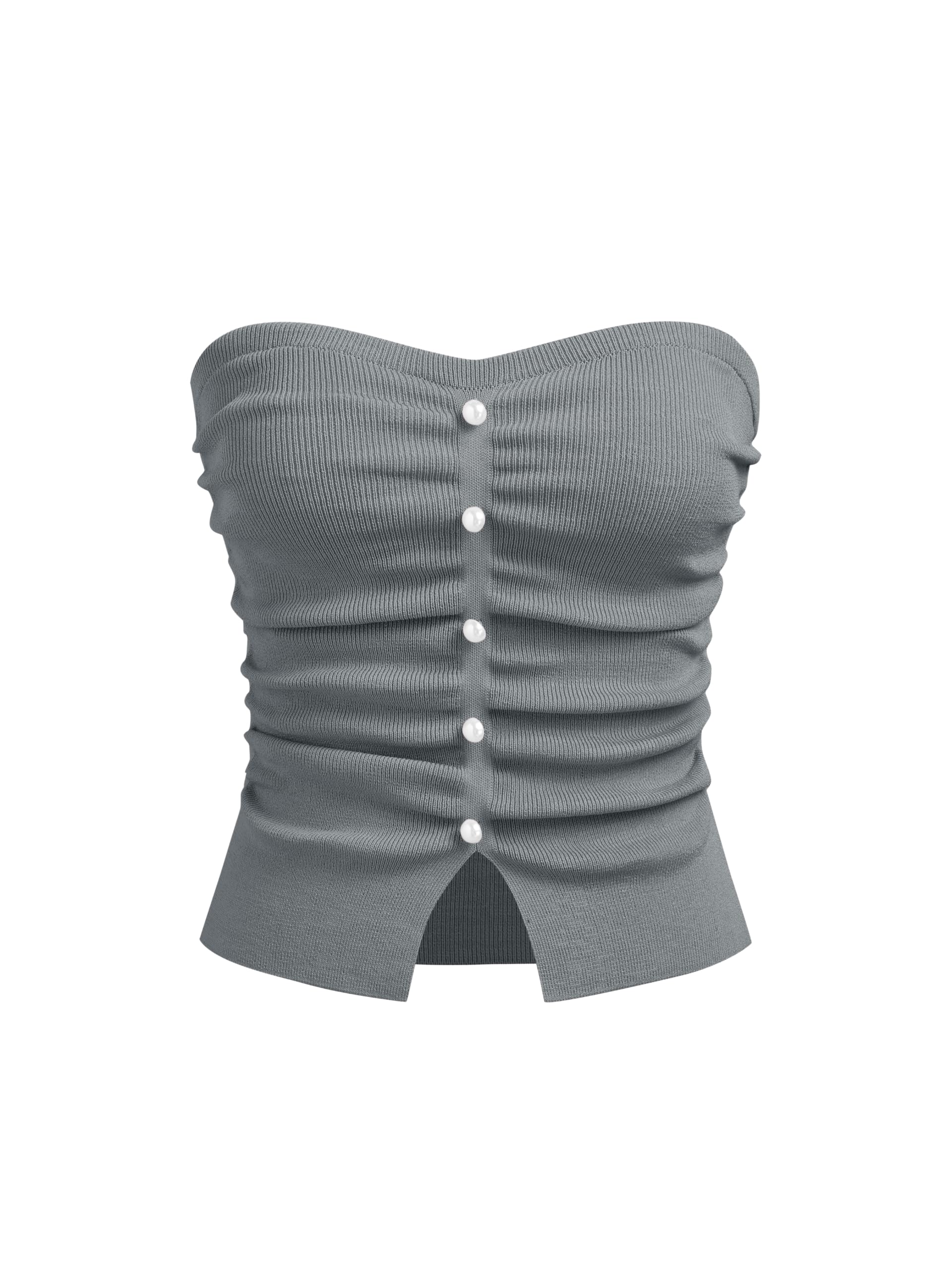 CIDER Top da donna a tubo da donna con perle finte spaccate senza spalline incre