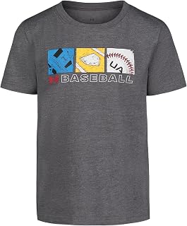 Under Armour Boys' Classic Core Logo T-Shirt, Wordmark Print & Baseball Designs, Crew Neck