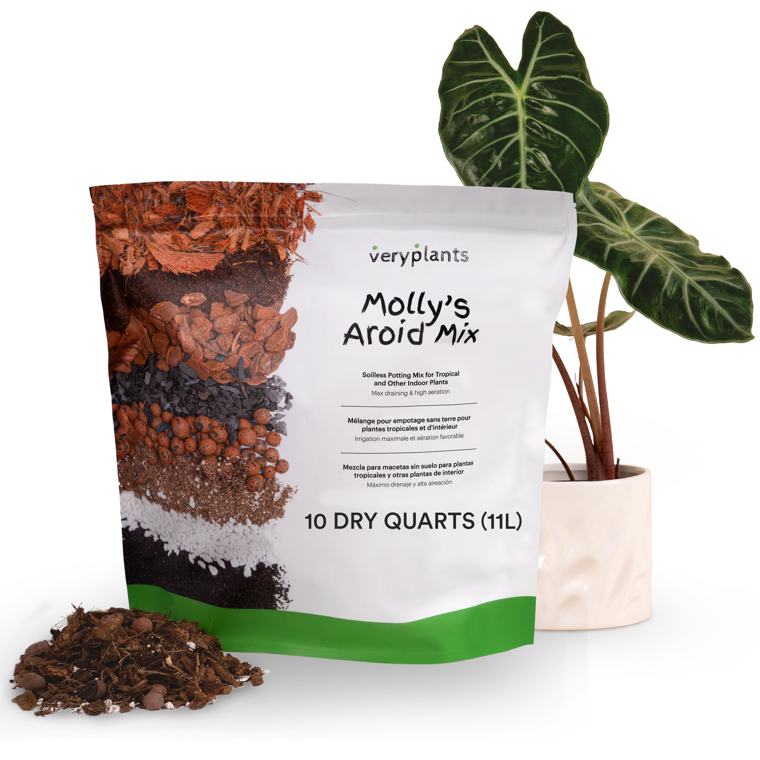 Molly's Aroid Potting Mix, Chunky Soil-Free Blend for Indoor Plants 11 L | Tropi