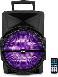 Pyle Wireless Portable PA Speaker System -1200W High Powered Bluetooth Compatible Indoor&Outdoor DJ Sound Stereo Loudspeaker wITH USB MP3 AUX 3.5mm Input, Flashing Party Light & FM Radio -PPHP1544B