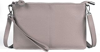befen Leather Shoulder Bag, Small - Women's Genuine Leather Crossbody Bag with Shoulder Strap and Wrist Strap, Women's Crossbody Bag and Clutch Wristlet Bag, Fit Phone 8 Plus (Black 【Real