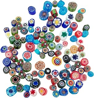 50g（1.76oz）COE90 Millefiori Glass, 110PCS Fusible Glass for Microwave Kiln for DIY Crafts, Stained Glass Projects, Jewelry Making Supplies (Millefiori Glass)