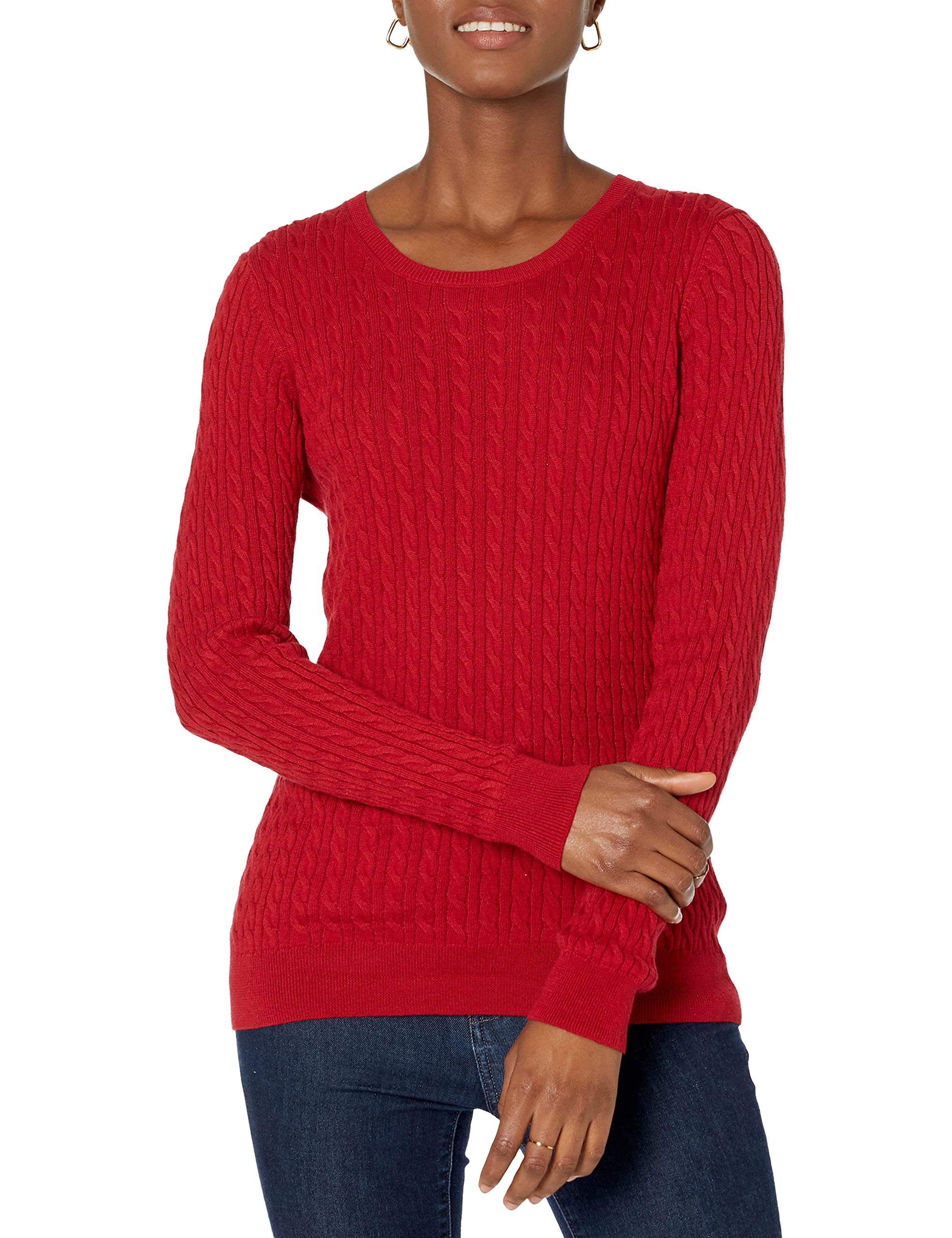 Amazon Essentials Women's Lightweight Long Sleeve Cable Knit Sweater