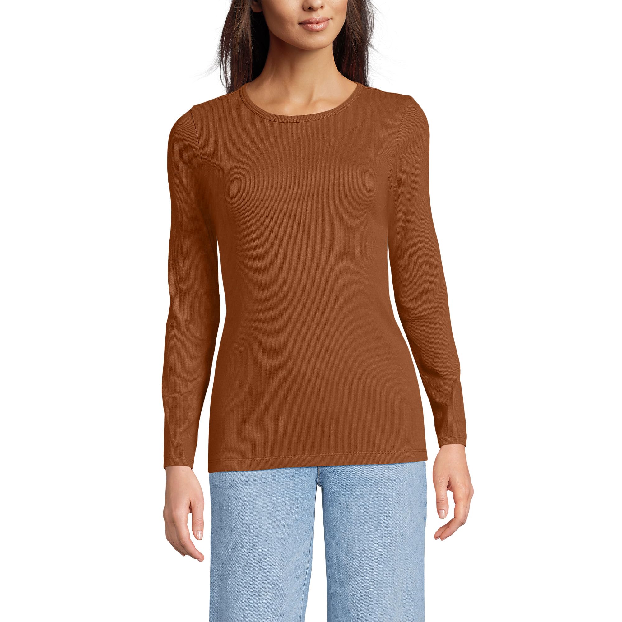 Lands' End Women's Cotton Rib Knit T-Shirt