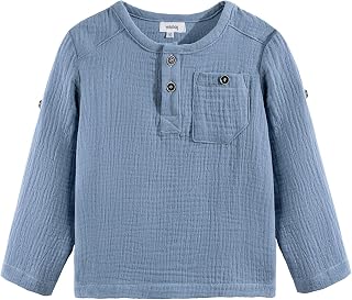 Volunboy Toddler Boy Long Sleeve Henley Fall Linen Shirt