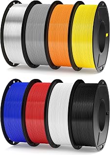 ELEGOO Rapid PETG 3D Printer Filament Bundle 1.75mm 8 Colors 8x250g | Black/White/Red/Blue/Grey/Orange/Yellow/Transparent; 30-600mm/s High Speed Printing; Smooth Flow; 8 x 250g Spools