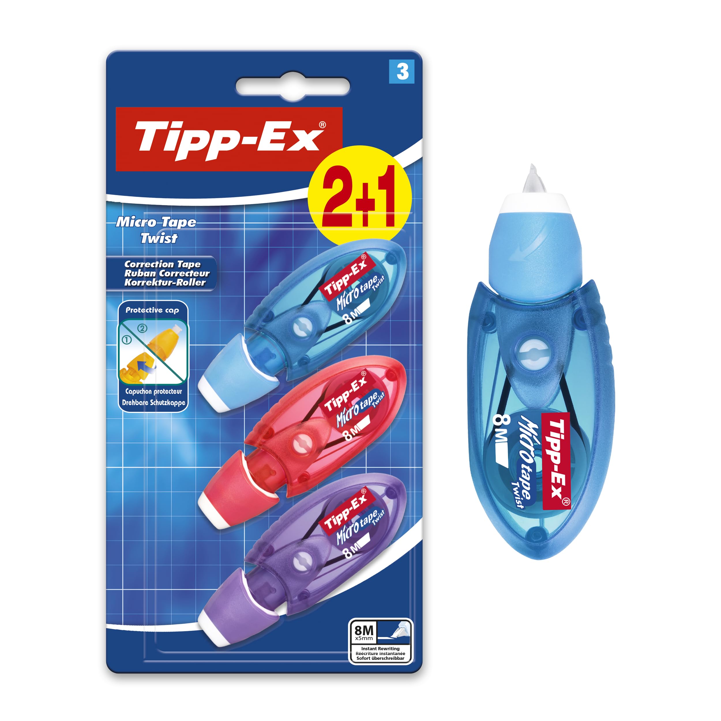 BIC Tipp-Ex Pen Correction Tape, Optimal for School Supplies, Micro Tape Twist, 