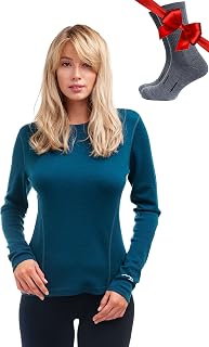 Merino.tech Merino Wool Women's Thermal Sweater - 100% Merino Wool + Socks