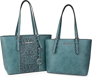Montana West Tote Bag for Women Large Purse and Handbags Set Embossed Collection Purse 2Pcs Set, 2 Set-turquoise＃, Large MWC-HB-SET-052G-1TQ