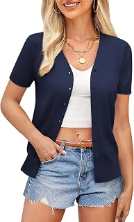 GRACE KARIN Womens Short Sleeve Cardigan Sweaters 2026 Summer Lightweight Cropped Cardigan V Neck Casual Clothing Tops