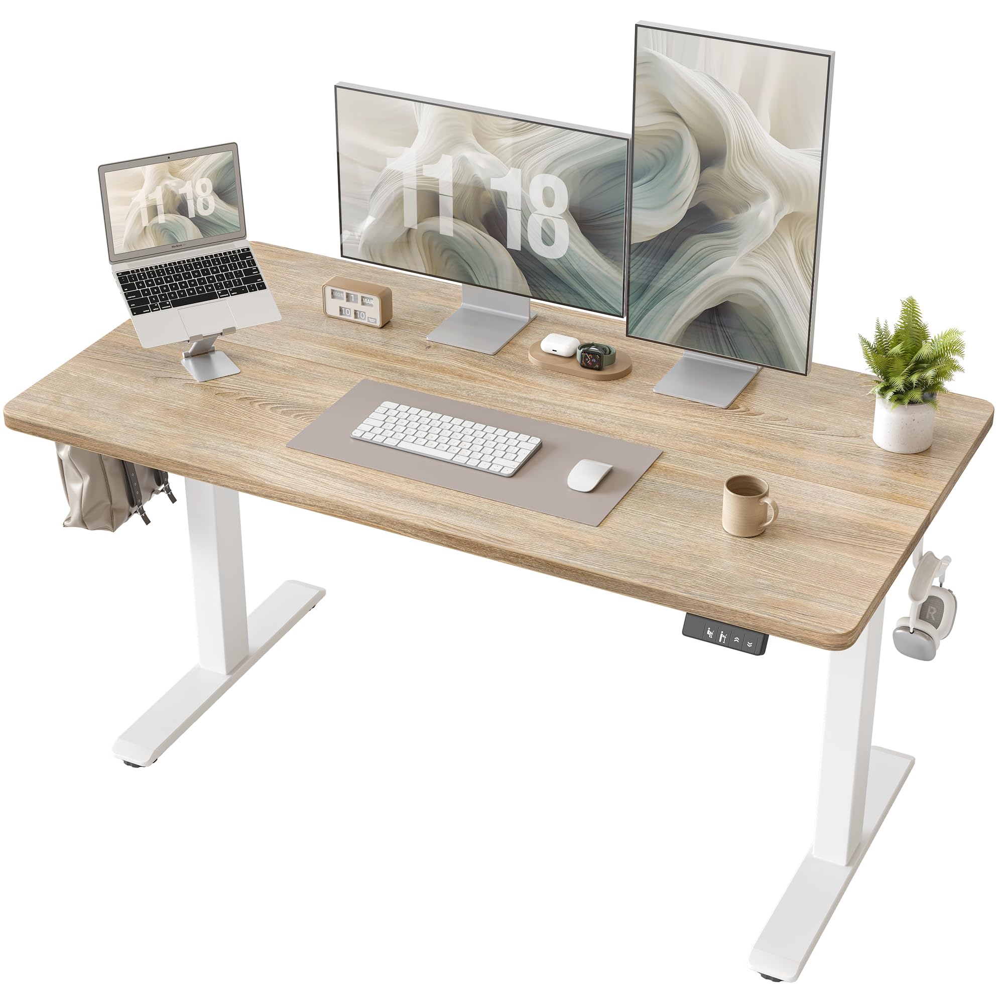 BEXEVUE 47x24 Inches Standing Desk, 120cm Electric Height Adjustable Desk, Sit S