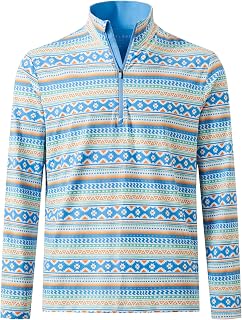 M MAELREG Quarter Zip Golf Pullover Men Dry Fit Long Sleeve Performance Wicking 1/4 Zip Full Print Pullover Mens Sweatshirt