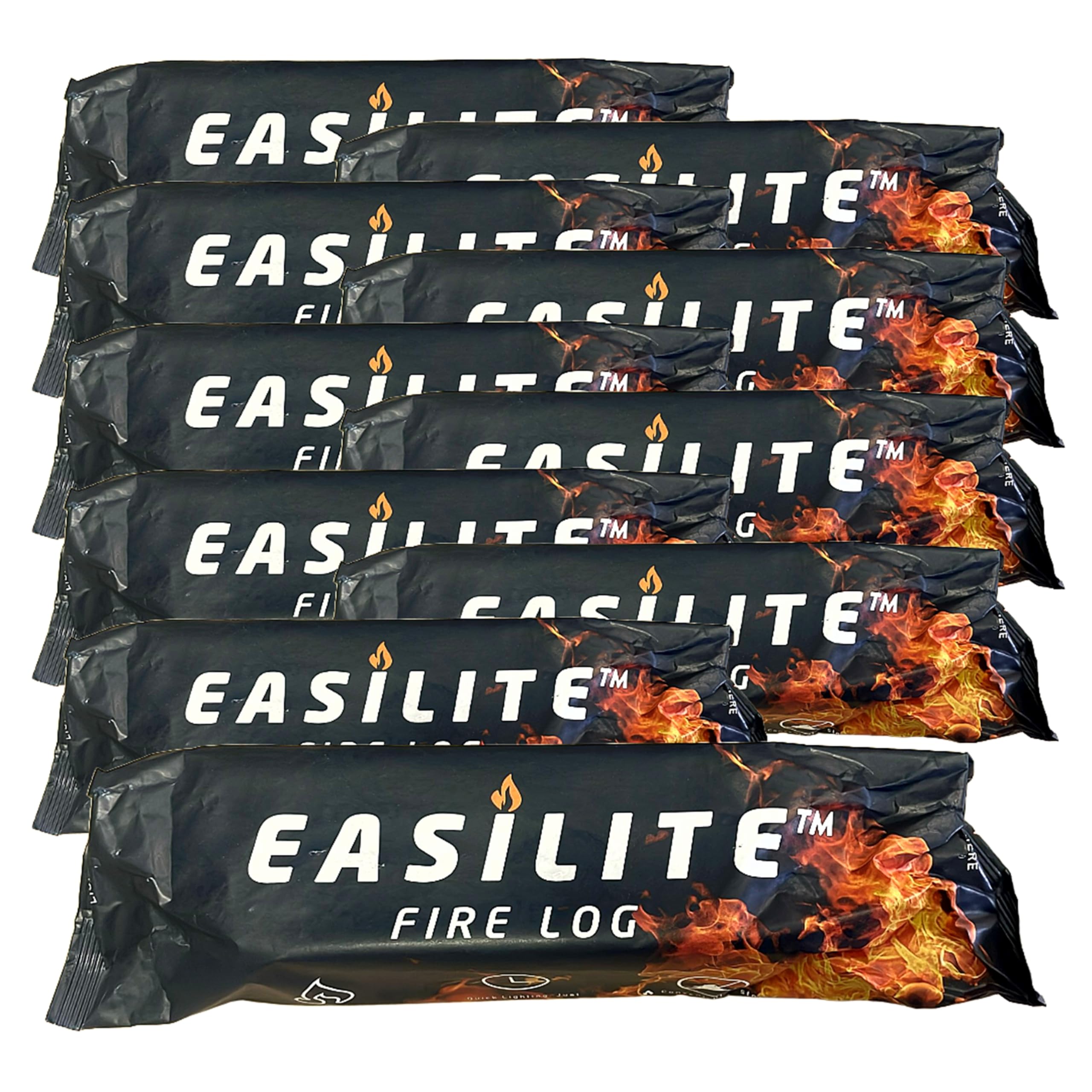Instant Light Easilite Fire Logs - Pack of 10 Easy Lighting Wood FireLogs. Burns