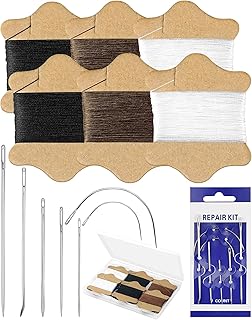 FIVEIZERO Upholstery Repair Sewing Kit, Leather Sewing Kit, 126 Yards Upholstery Thread&amp;7Pcs Heavy Duty Needles, Leather Thread, Curved Needles for Quilting &amp; Hand Stitching (3 Colors)
