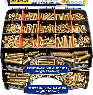 1425pcs Heavy Duty Metric Bolt and Nut Assortment Kit - Grade 8.8 Zinc Plated M4 M5 M6 M8 M10 M12 Bolts, Nuts Washers Kit for DIY, Machinery, Shelving Repair - Metric Bolt Assortment with Storage Case