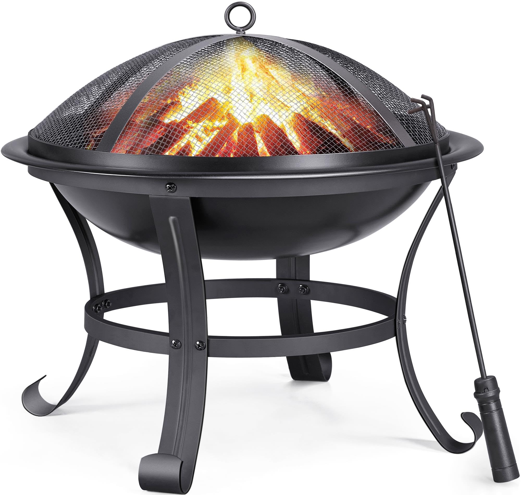 Yaheetech Outdoor Fire Pit for Garden, Round Firepit, 54 x 49.5 cm, Black | Outd