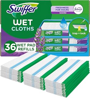 Swiffer Sweeper Wet Mopping Cloth Multi Surface Refills, Mops for Floor Cleaning, Febreze Lavender Scent, 36 Count