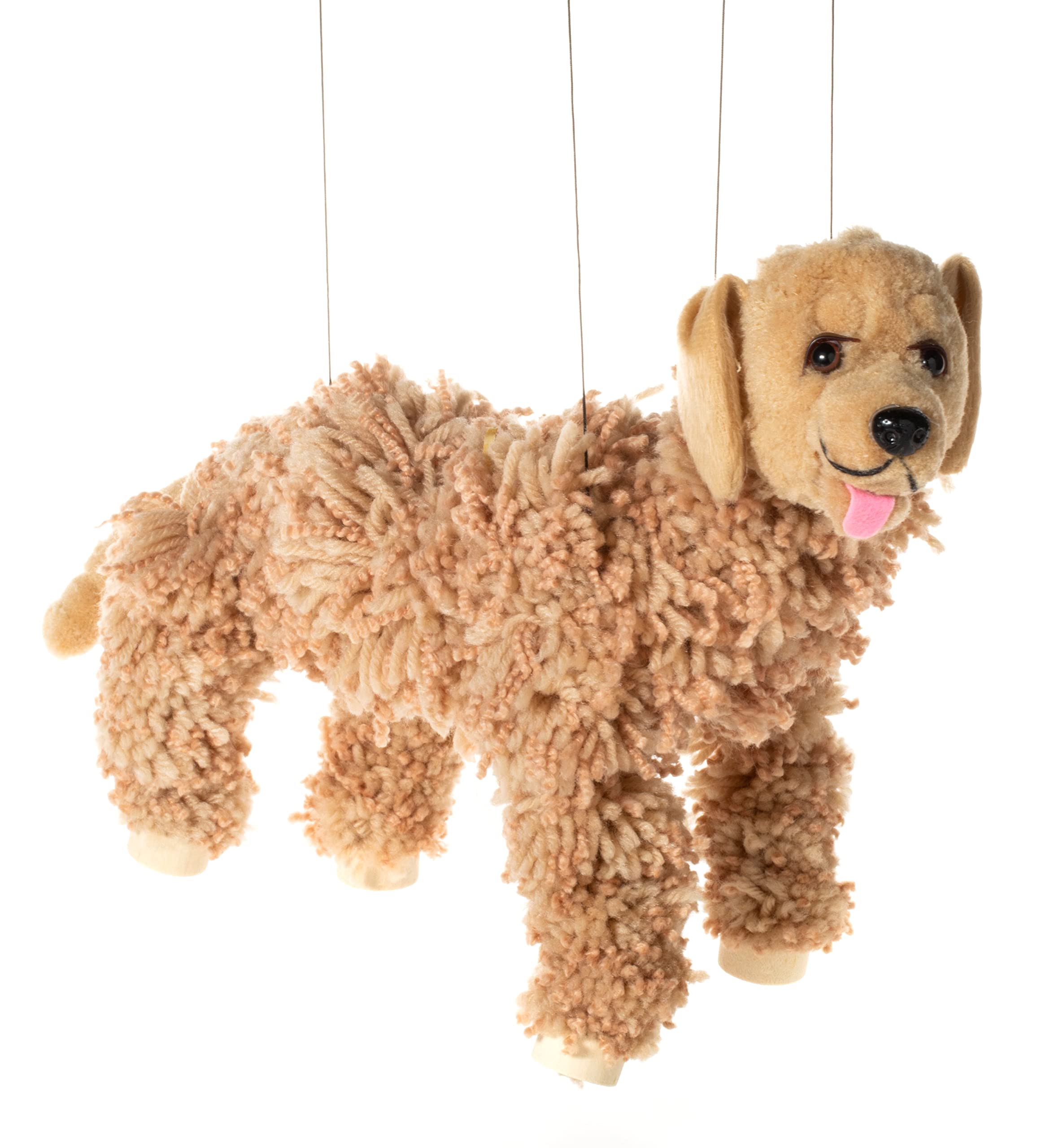 Artisan Owl Labrador Marionette Puppet - Yarn Dog with Wooden Feet, Detachable S