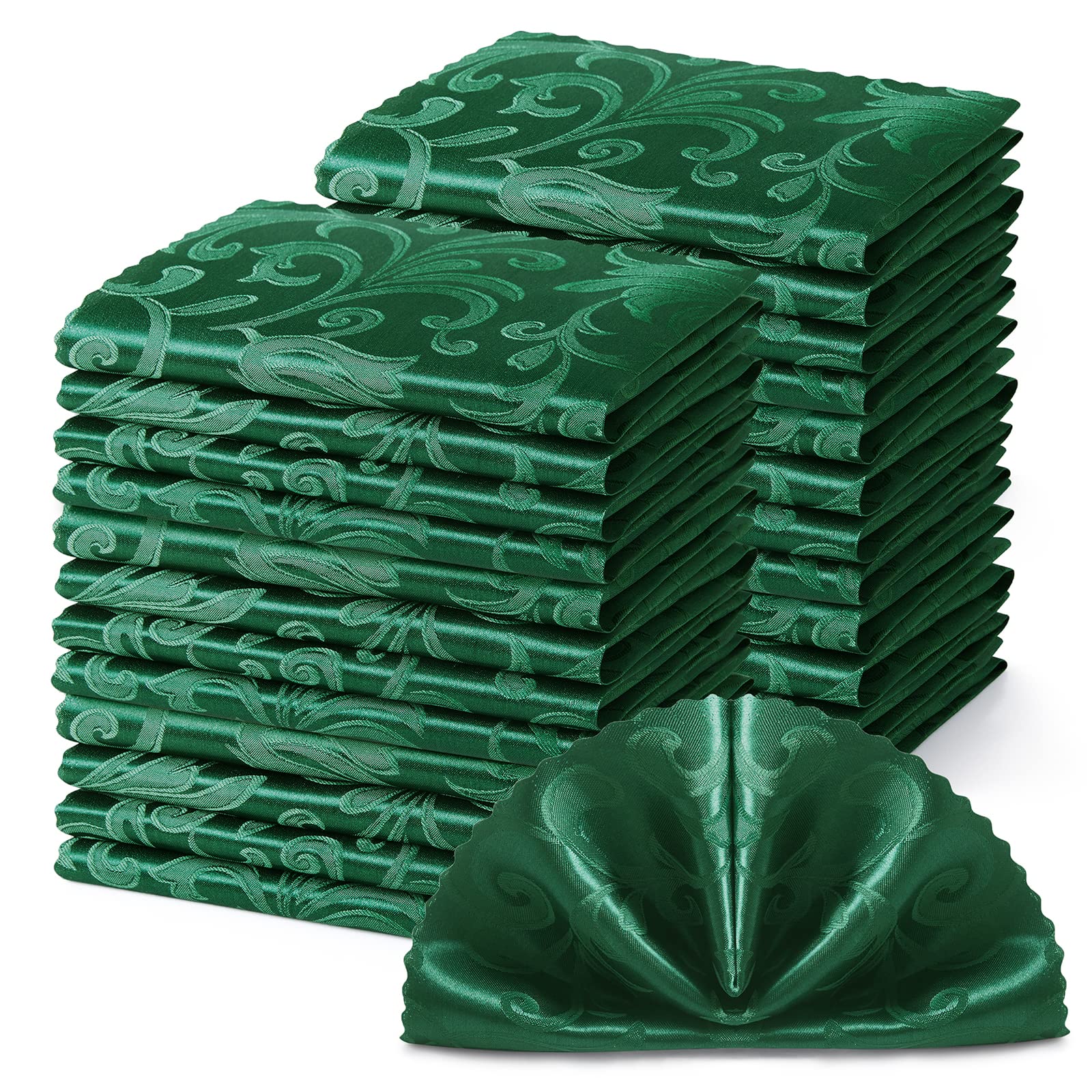 Horbaunal Pack of 24 Damask Cloth Napkins 43 x 43 cm, Set of 24 Square Satin Nap