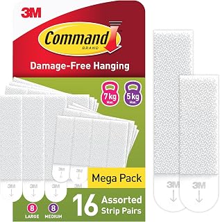 Command strips for picture hanging, mixed pack, 16 pairs (32 adhesive strips)