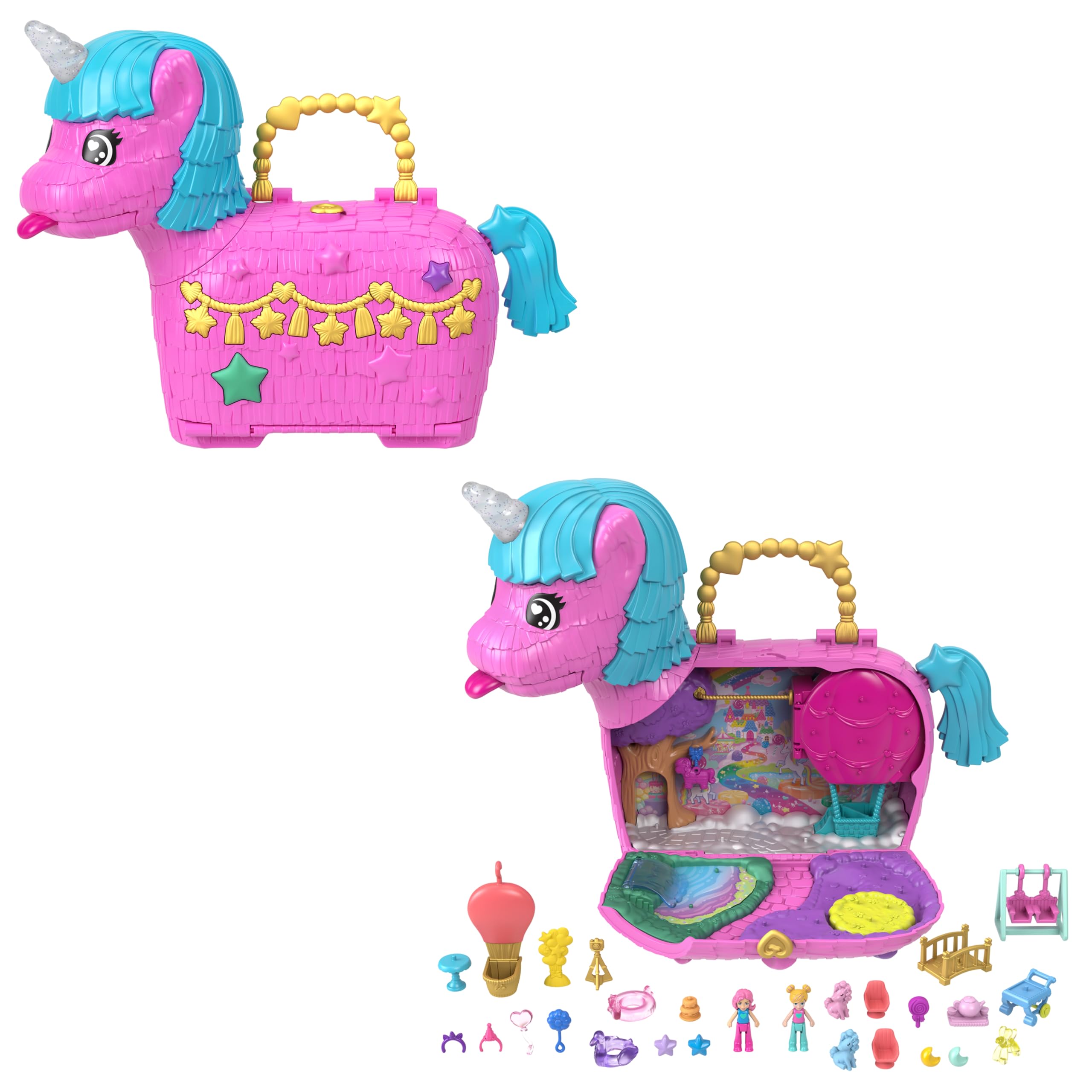 ​Polly Pocket Birthday Celebration Unicorn Partyland Playset | Micro Doll & Play