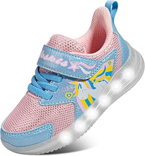 YESKIS Toddler Boys Girls Light Up Shoes LED Flashing Tennis Sneakers