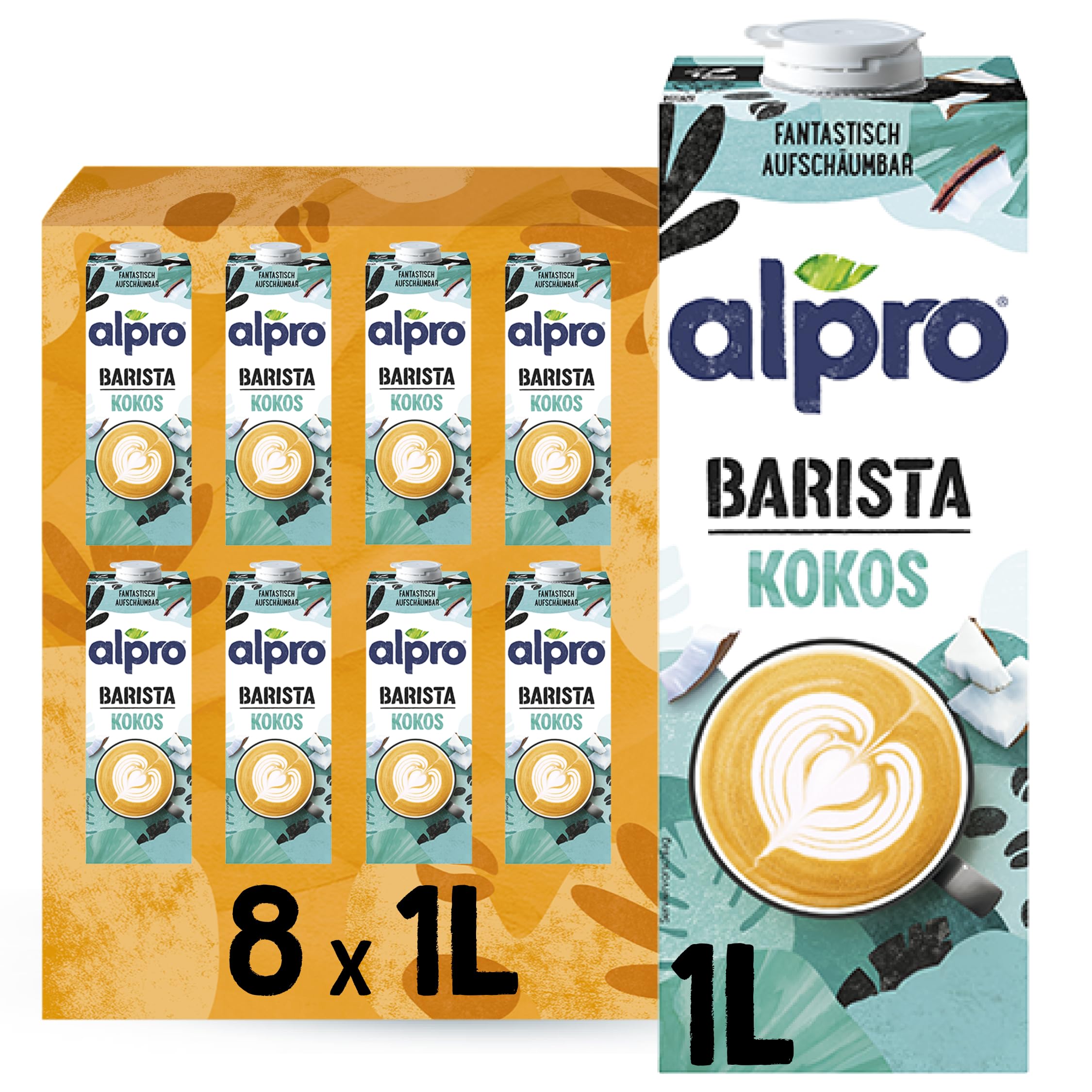 Alpro Barista Coconut Drink with Soy - 8 x 1 L - Protein Source - Vegan - Low Fa