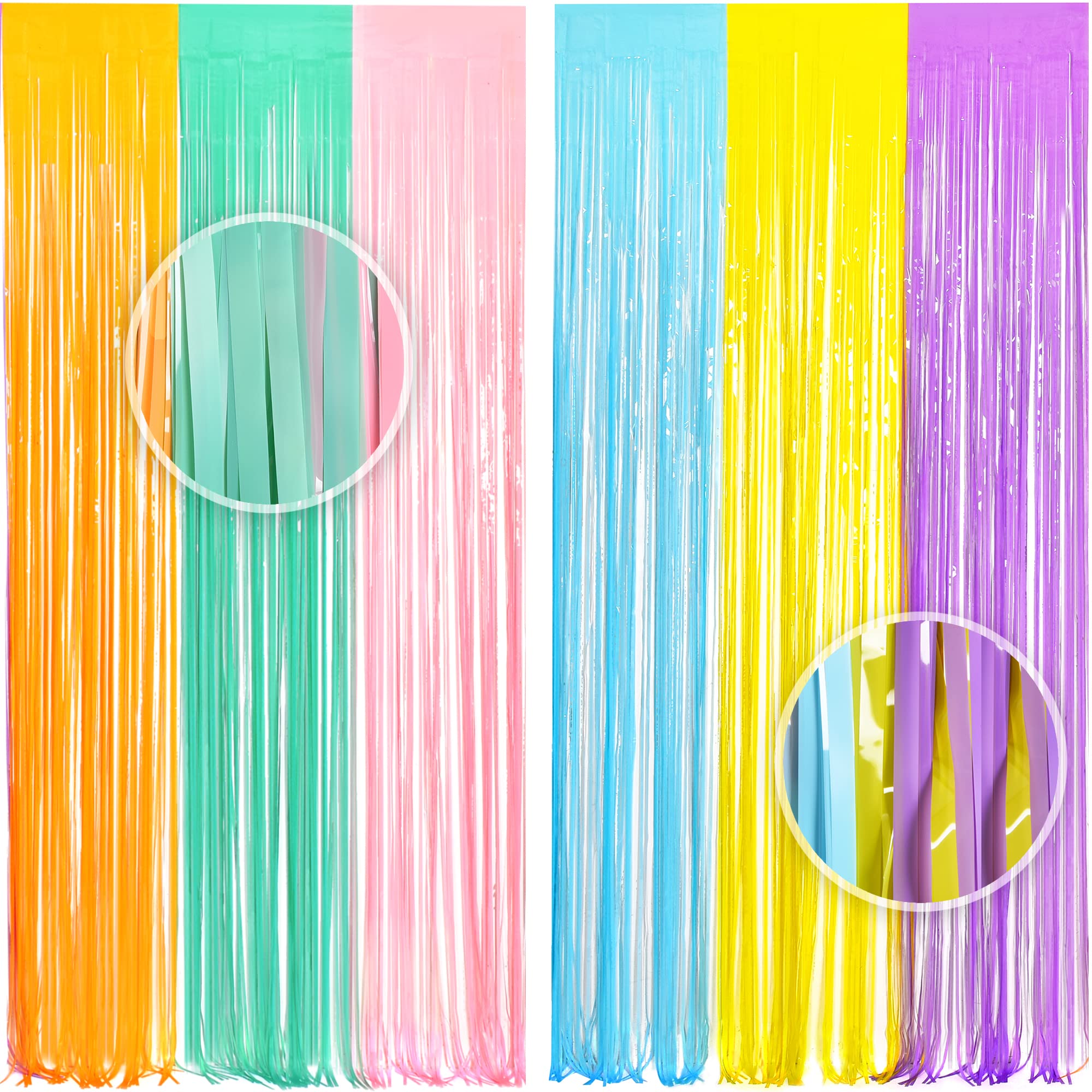 2PCS Rainbow Foil Fringe Curtain Party Streamers Decorations - BRAVESHINE 3.2x8.