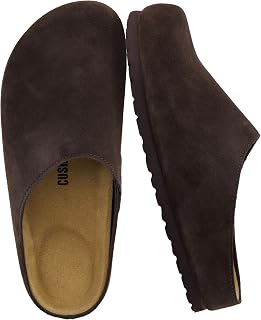 CUSHIONAIRE Lute Women's Genuine Suede Clogs Indoor Outdoor Comfortable Clogs for Women with Padded Footbed