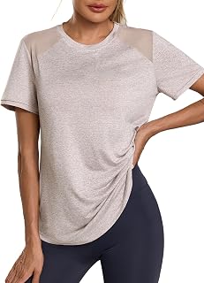 Terecey Women's Gym Shirts Short Sleeve Running Top Back Mesh Moisture Wicking Hiking T-Shirt Loose Fit Lightweight Sports Tops S-XXL