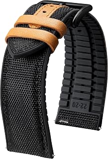BINLUN Nylon Silicone Watch Bands 18mm 19mm 20mm 21mm 22mm Quick Release Strap Watch Replacement Hybrid Rubber Canvas for Men Women 9 Colors Buckle Silver/Black