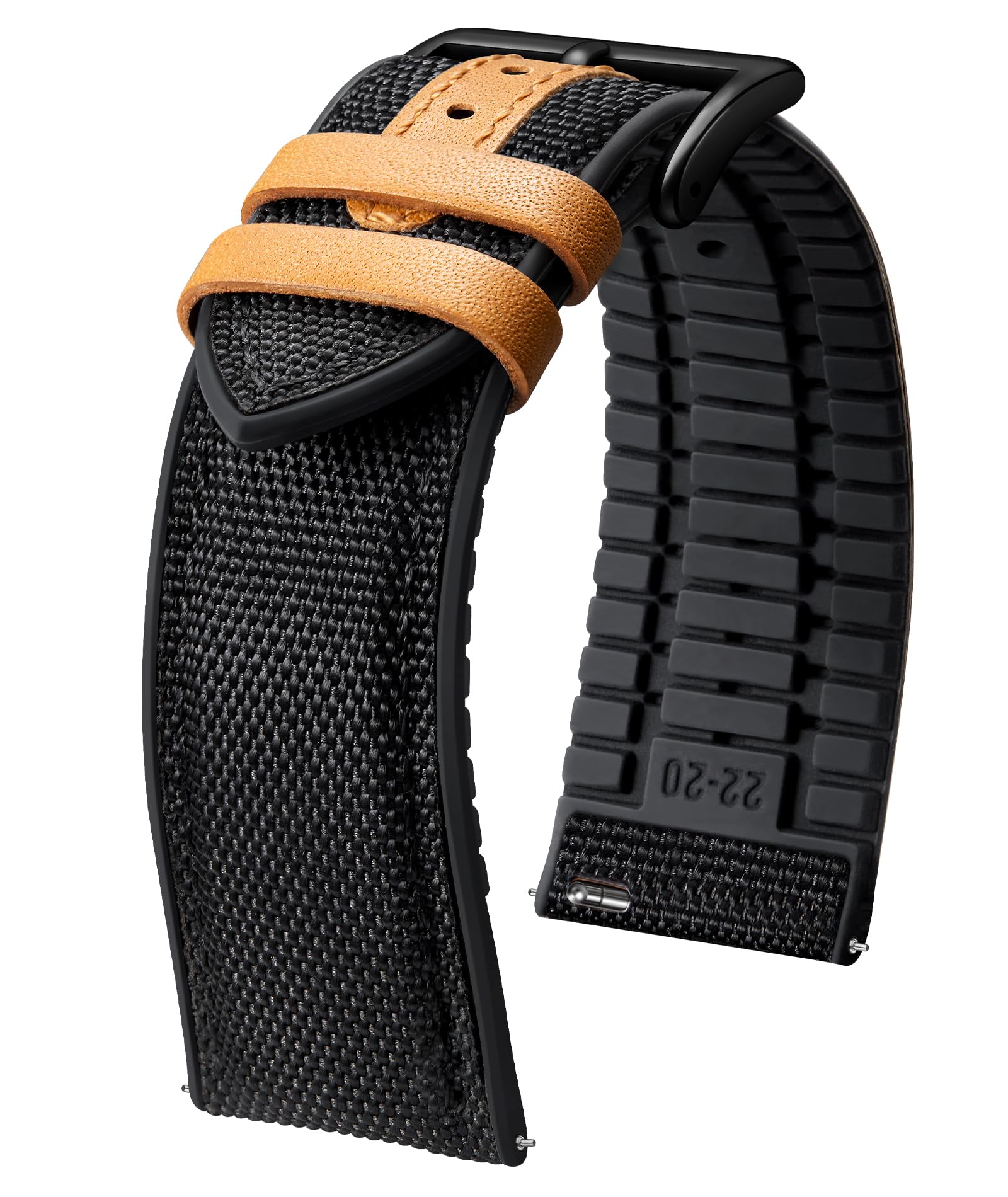 BINLUN Nylon Silicone Watch Bands 18mm 19mm 20mm 21mm 22mm Quick Release Strap W