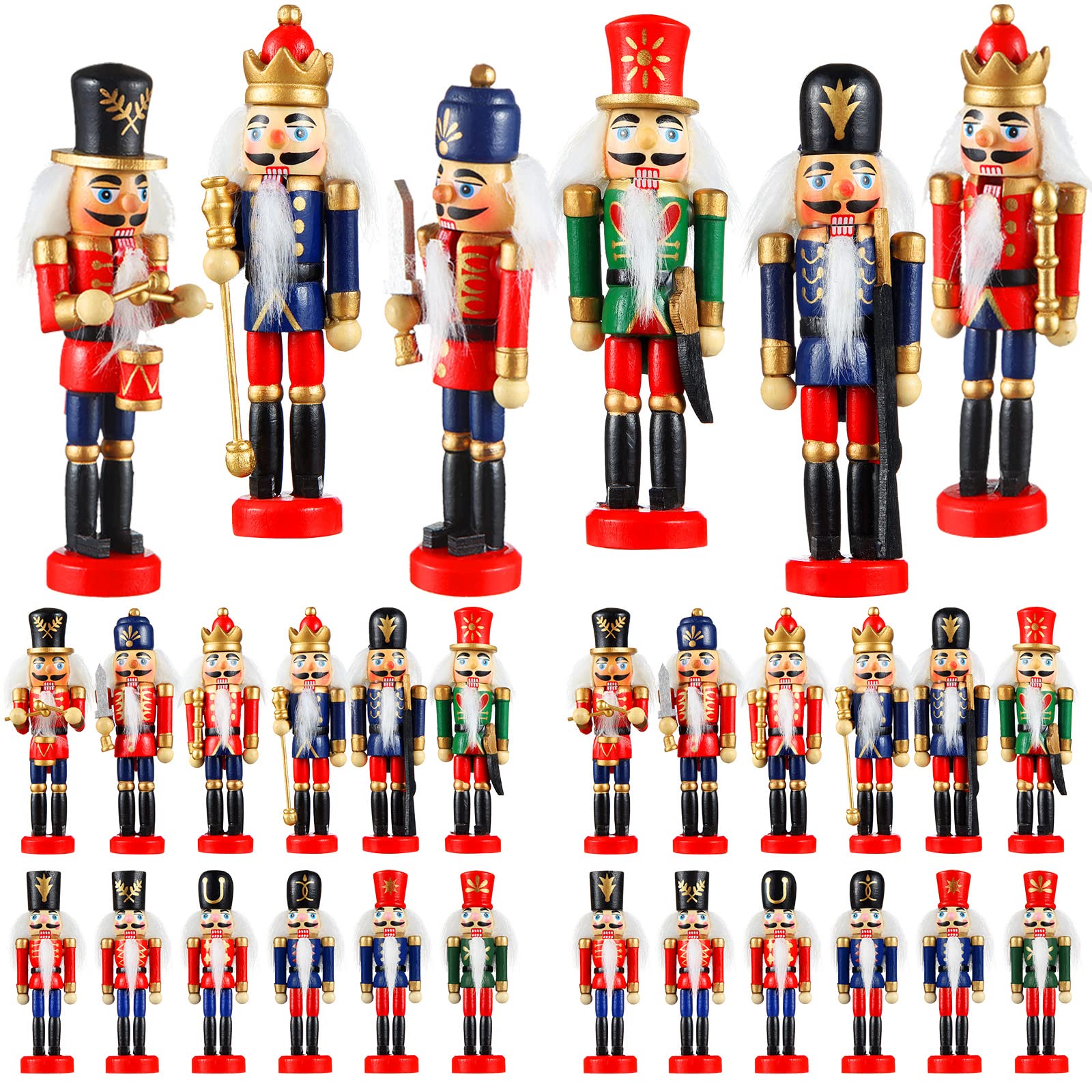 Aoriher 24 Pcs Christmas Nutcracker Ornament Small Hanging Wooden Soldier | Trad