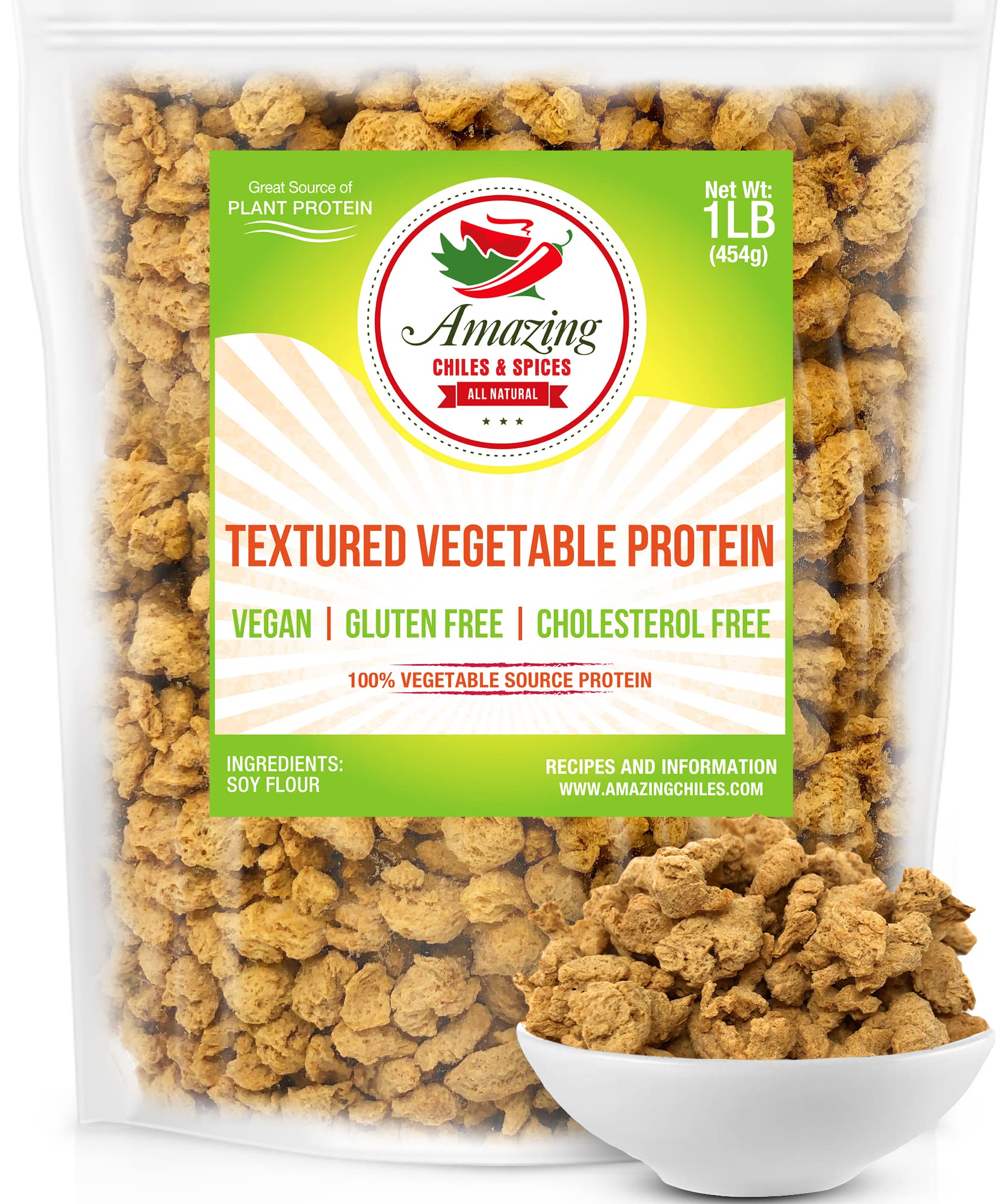 Textured Vegetable Protein TVP 1LB - Unflavored Soy Meat Substitute Vegan | High