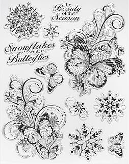 Transparent Silicone Stamp, T1626 Butterfly Snowflake Clear Stamp Card Making Decoration DIY Scrapbooking Embossed Album Deco Craft, Clear