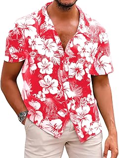 Men's Novelty Hawaiian Floral Shirt Summer Beach Shirts