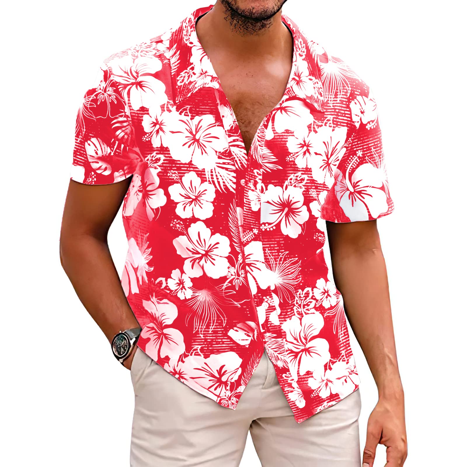 Men's Novelty Hawaiian Floral Shirt Summer Beach Shirts