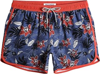 MaaMgic Swim Trunks 5.5" Men's Quick Dry Mesh Interior 4-Way Stretch, Plum Blooming Red Blue