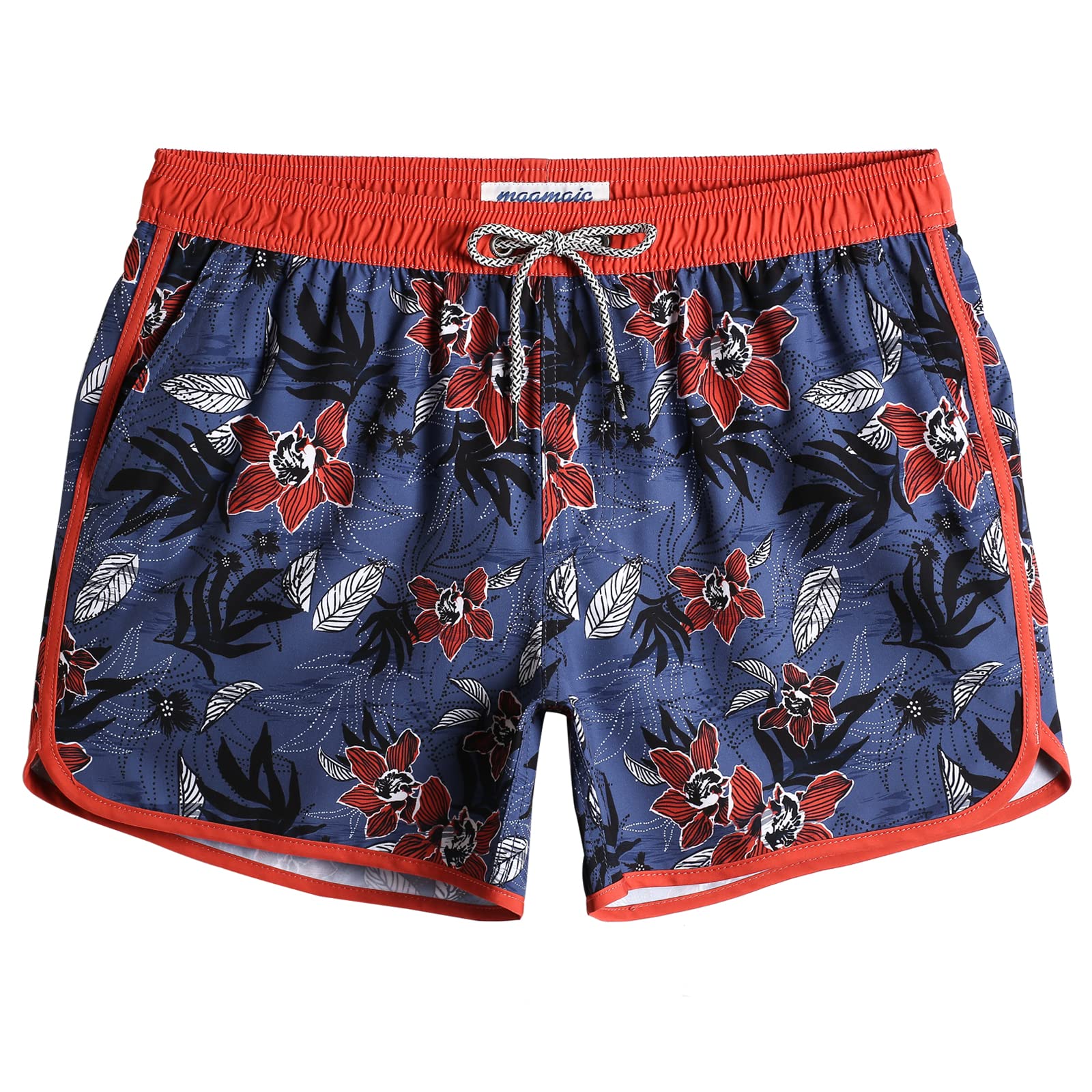 MaaMgic Swim Trunks 5.5" Men's Quick Dry Mesh Interior 4-Way Stretch, Plum Bloom